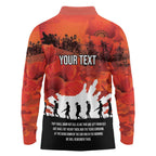 Anzac Day Gallipoli Personalised Long Sleeve Polo Shirt Red Poppy Flowers