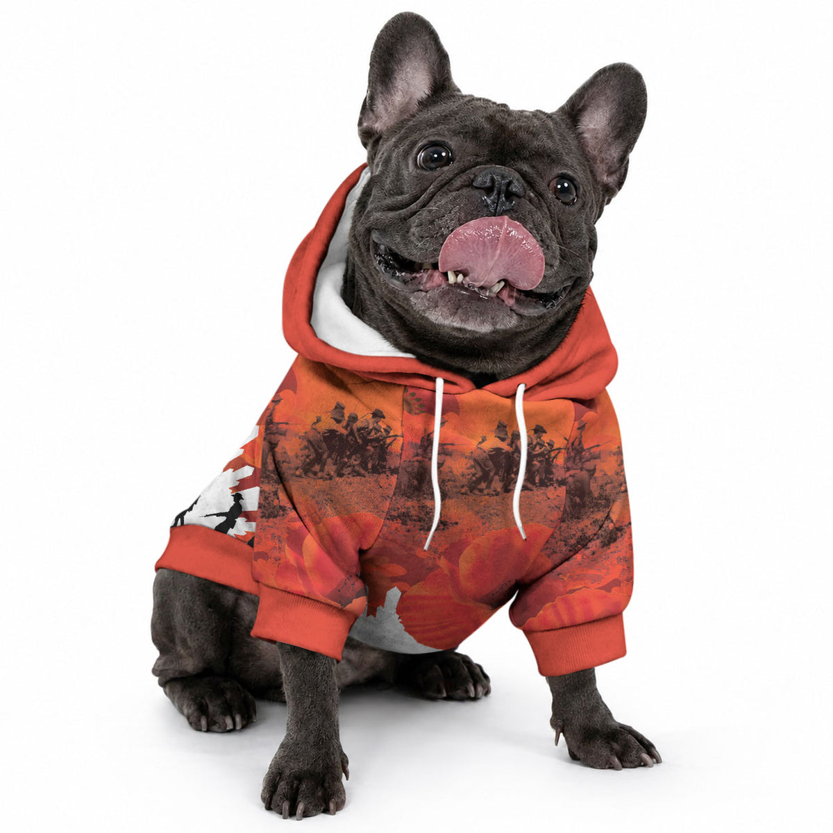 Anzac Day Gallipoli Personalised Pet Hoodie Red Poppy Flowers