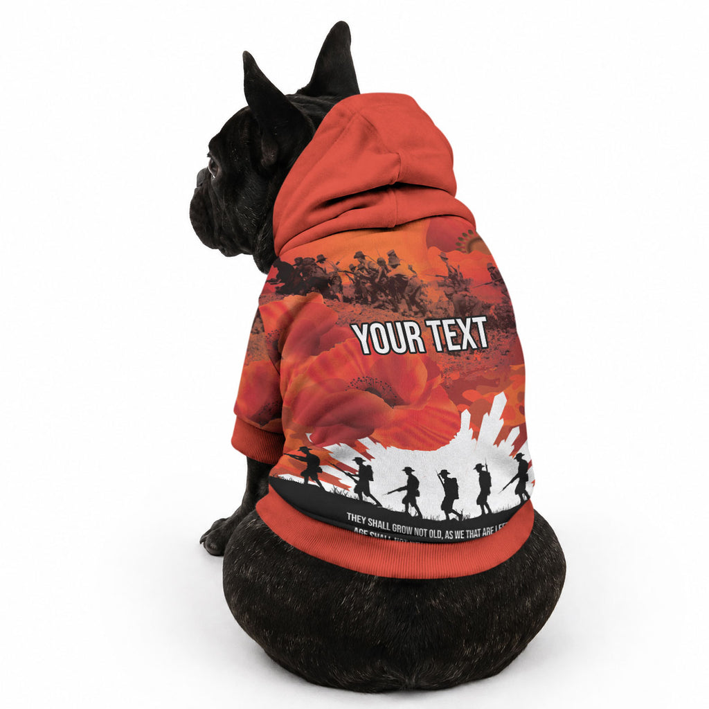Anzac Day Gallipoli Personalised Pet Hoodie Red Poppy Flowers