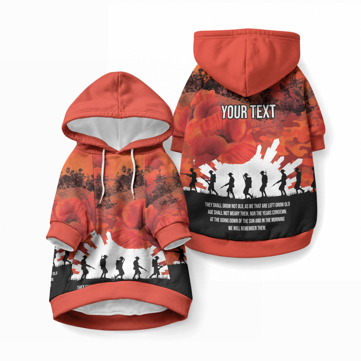 Anzac Day Gallipoli Personalised Pet Hoodie Red Poppy Flowers