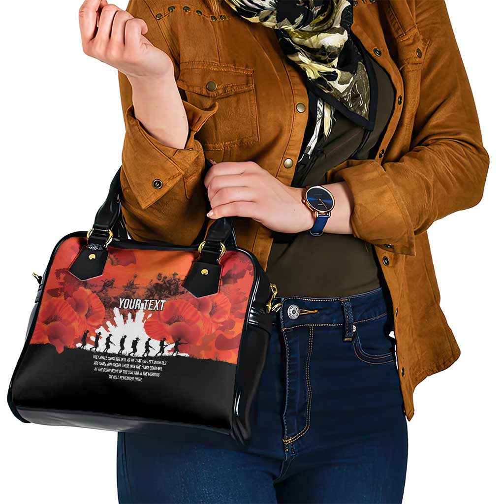Anzac Day Gallipoli Personalised Shoulder Handbag Red Poppy Flowers