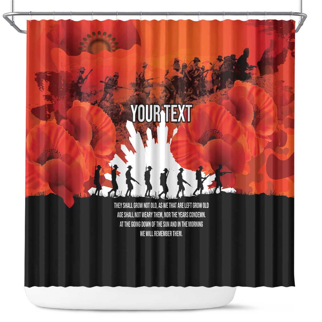 Anzac Day Gallipoli Personalised Shower Curtain Red Poppy Flowers