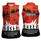 Anzac Day Gallipoli Personalised Women Sleeveless Polo Shirt Red Poppy Flowers