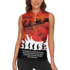 Anzac Day Gallipoli Personalised Women Sleeveless Polo Shirt Red Poppy Flowers