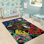 Kiwi-Kookaburra Bird ANZAC Personalised Area Rug Aussie Golden Wattle Poppy Flowers