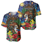Kiwi-Kookaburra Bird ANZAC Personalised Baseball Jersey Aussie Golden Wattle Poppy Flowers