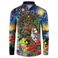 Kiwi-Kookaburra Bird ANZAC Personalised Button Sweatshirt Aussie Golden Wattle Poppy Flowers