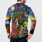 Kiwi-Kookaburra Bird ANZAC Personalised Button Sweatshirt Aussie Golden Wattle Poppy Flowers