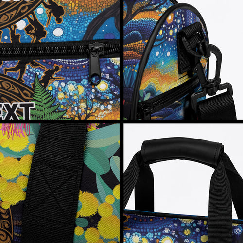 Kiwi-Kookaburra Bird ANZAC Personalised Duffle Bag Aussie Golden Wattle Poppy Flowers