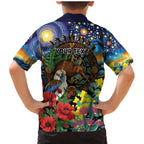 Kiwi-Kookaburra Bird ANZAC Personalised Family Matching Mermaid Dress and Hawaiian Shirt Aussie Golden Wattle Poppy Flowers