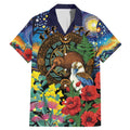 Kiwi-Kookaburra Bird ANZAC Personalised Family Matching Mermaid Dress and Hawaiian Shirt Aussie Golden Wattle Poppy Flowers