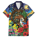 Kiwi-Kookaburra Bird ANZAC Personalised Family Matching Mermaid Dress and Hawaiian Shirt Aussie Golden Wattle Poppy Flowers
