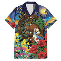 Kiwi-Kookaburra Bird ANZAC Personalised Family Matching Off Shoulder Maxi Dress and Hawaiian Shirt Aussie Golden Wattle Poppy Flowers