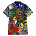 Kiwi-Kookaburra Bird ANZAC Personalised Family Matching Puletasi and Hawaiian Shirt Aussie Golden Wattle Poppy Flowers