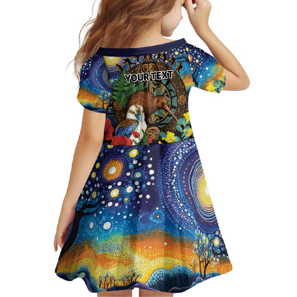 Kiwi-Kookaburra Bird ANZAC Personalised Family Matching Summer Maxi Dress and Hawaiian Shirt Aussie Golden Wattle Poppy Flowers