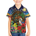 Kiwi-Kookaburra Bird ANZAC Personalised Kid Hawaiian Shirt Aussie Golden Wattle Poppy Flowers