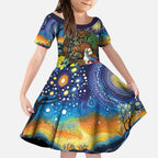 Kiwi-Kookaburra Bird ANZAC Personalised Kid Short Sleeve Dress Aussie Golden Wattle Poppy Flowers