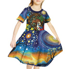 Kiwi-Kookaburra Bird ANZAC Personalised Kid Short Sleeve Dress Aussie Golden Wattle Poppy Flowers