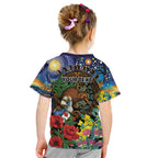 Kiwi-Kookaburra Bird ANZAC Personalised Kid T Shirt Aussie Golden Wattle Poppy Flowers