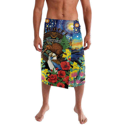 Kiwi-Kookaburra Bird ANZAC Personalised Lavalava Aussie Golden Wattle Poppy Flowers