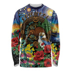 Kiwi-Kookaburra Bird ANZAC Personalised Long Sleeve Shirt Aussie Golden Wattle Poppy Flowers