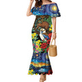 Kiwi-Kookaburra Bird ANZAC Personalised Mermaid Dress Aussie Golden Wattle Poppy Flowers