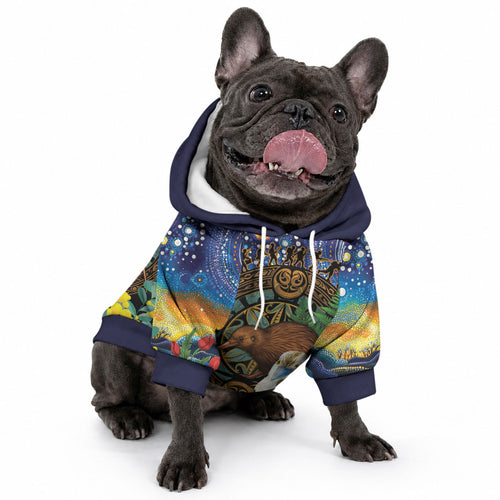 Kiwi-Kookaburra Bird ANZAC Personalised Pet Hoodie Aussie Golden Wattle Poppy Flowers