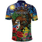 Kiwi-Kookaburra Bird ANZAC Personalised Polo Shirt Aussie Golden Wattle Poppy Flowers