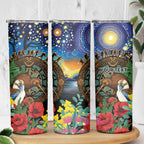 Kiwi-Kookaburra Bird ANZAC Personalised Skinny Tumbler Aussie Golden Wattle Poppy Folowers