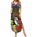 Kiwi-Kookaburra Bird ANZAC Personalised Summer Maxi Dress Aussie Golden Wattle Poppy Flowers
