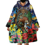 Kiwi-Kookaburra Bird ANZAC Personalised Wearable Blanket Hoodie Aussie Golden Wattle Poppy Flowers