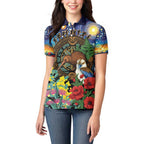 Kiwi-Kookaburra Bird ANZAC Personalised Women Polo Shirt Aussie Golden Wattle Poppy Flowers