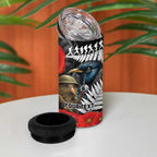 Kiwi-Tui Bird Soldier ANZAC Day Personalised 4 in 1 Can Cooler Tumbler Maori Silver Fern Motif