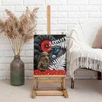 Kiwi-Tui Bird Soldier ANZAC Day Personalised Canvas Wall Art Maori Silver Fern Motif