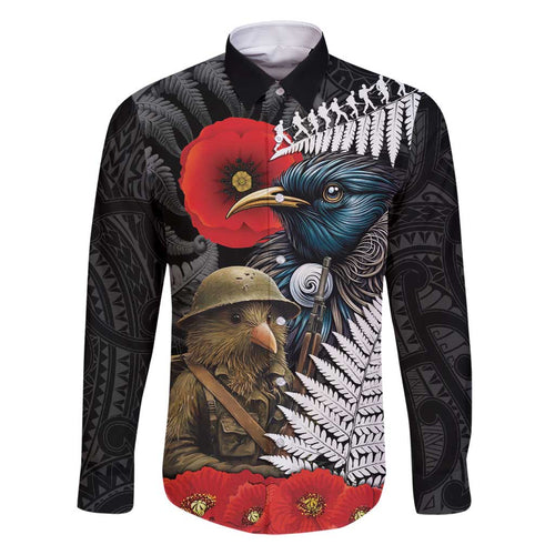 Kiwi-Tui Bird Soldier ANZAC Day Personalised Family Matching Mermaid Dress and Hawaiian Shirt Maori Silver Fern Motif