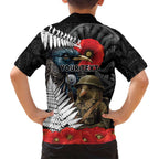 Kiwi-Tui Bird Soldier ANZAC Day Personalised Family Matching Tank Maxi Dress and Hawaiian Shirt Maori Silver Fern Motif