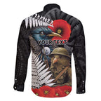Kiwi-Tui Bird Soldier ANZAC Day Personalised Family Matching Tank Maxi Dress and Hawaiian Shirt Maori Silver Fern Motif
