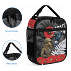 Kiwi-Tui Bird Soldier ANZAC Day Personalised Lunch Bag Maori Silver Fern Motif