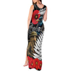 Kiwi-Tui Bird Soldier ANZAC Day Personalised Tank Maxi Dress Maori Silver Fern Motif