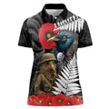 Kiwi-Tui Bird Soldier ANZAC Day Personalised Women Polo Shirt Maori Silver Fern Motif
