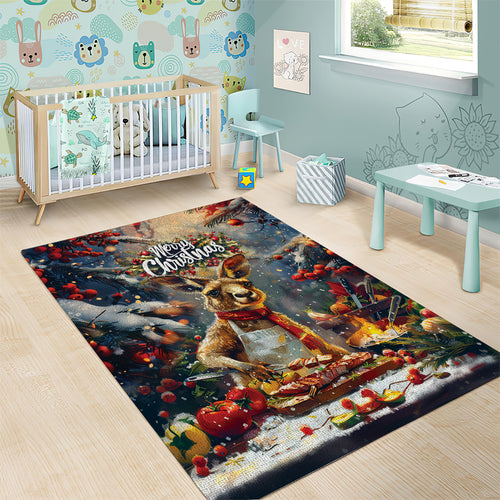 Kangaroo Chef Christmas in July Area Rug