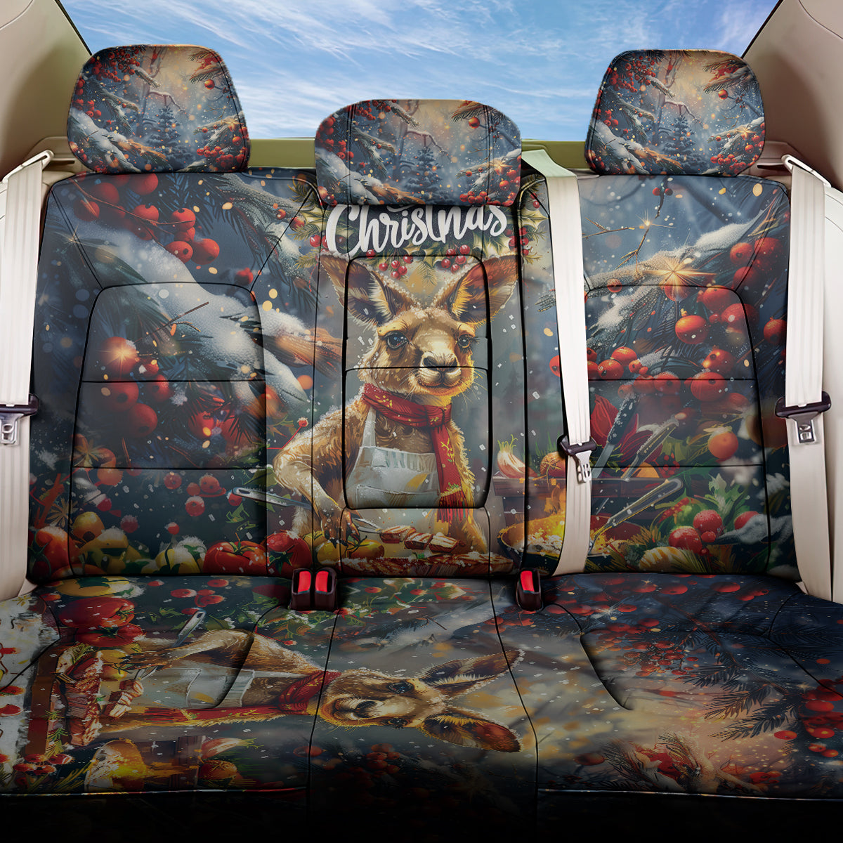 Kangaroo Chef Christmas in July Back Car Seat Cover