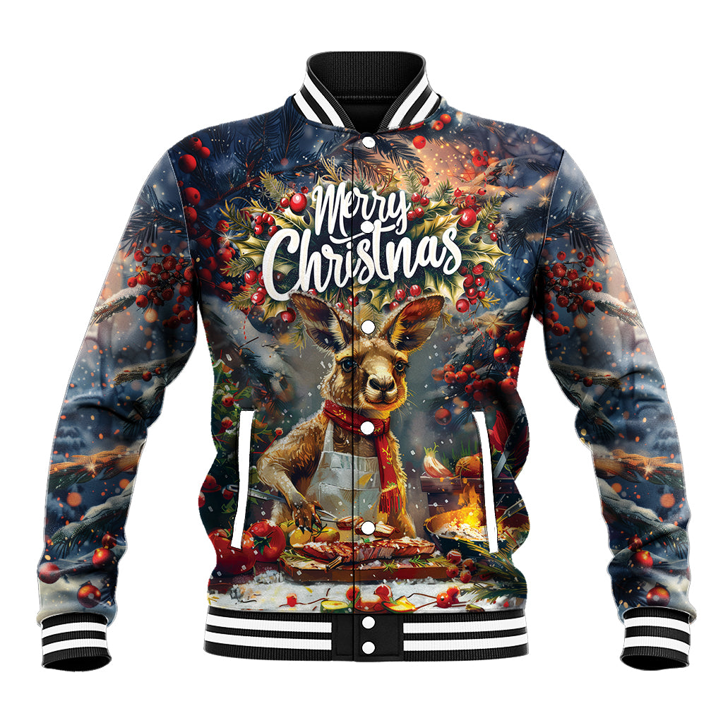 Personalised Kangaroo Chef Christmas in July Baseball Jacket