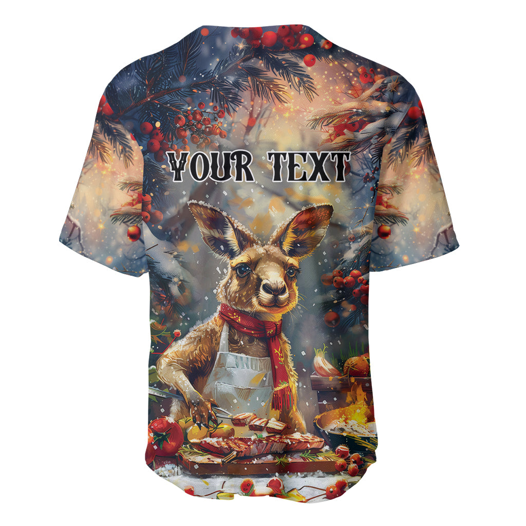 Personalised Kangaroo Chef Christmas in July Baseball Jersey