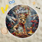 Kangaroo Chef Christmas in July Beach Blanket