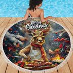 Kangaroo Chef Christmas in July Beach Blanket