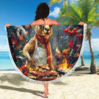 Kangaroo Chef Christmas in July Beach Blanket