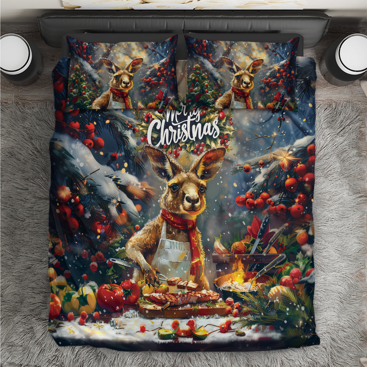 Kangaroo Chef Christmas in July Bedding Set
