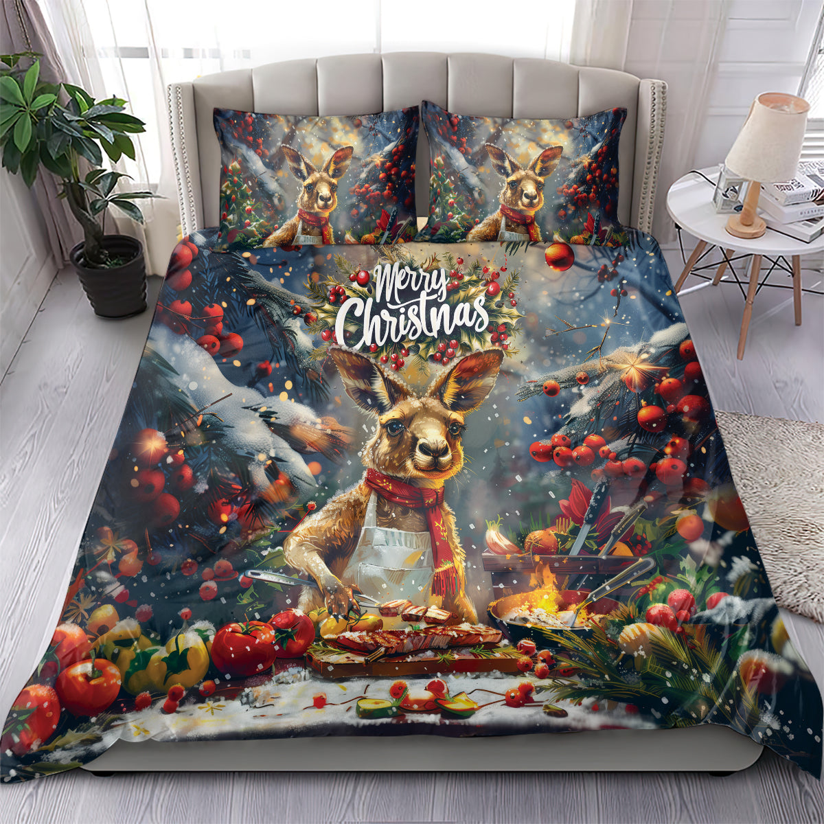 Kangaroo Chef Christmas in July Bedding Set
