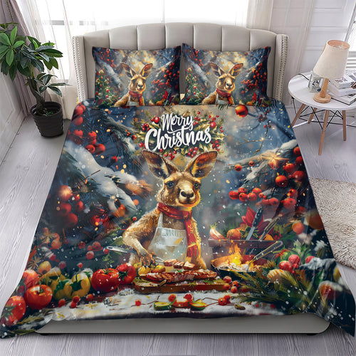 Kangaroo Chef Christmas in July Bedding Set